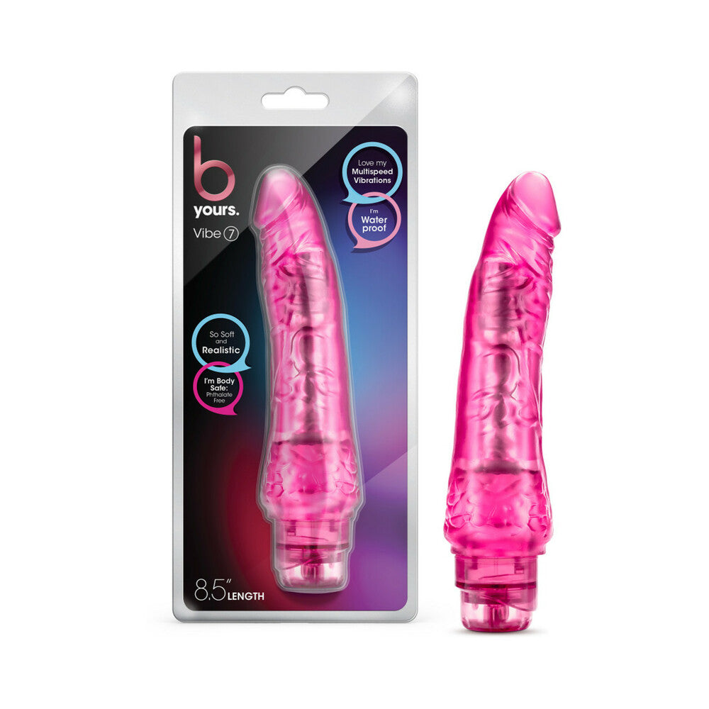 B Yours Vibe 7 Realistic 8.75 inches Vibrating Dildo Pink