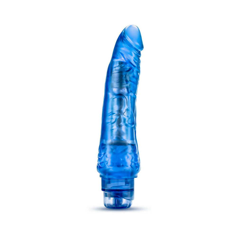 B Yours Vibe 7 Realistic 8.75 inches Vibrating Dildo Blue in vibrant blue color with lifelike details.