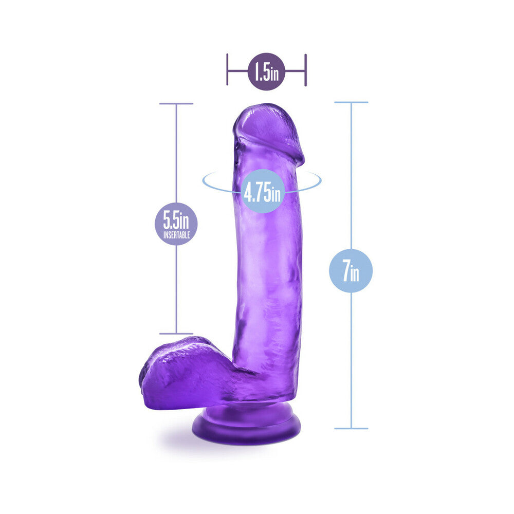 B Yours Sweet 'n Hard 1 Realistic 7 inches Dildo with Balls Purple