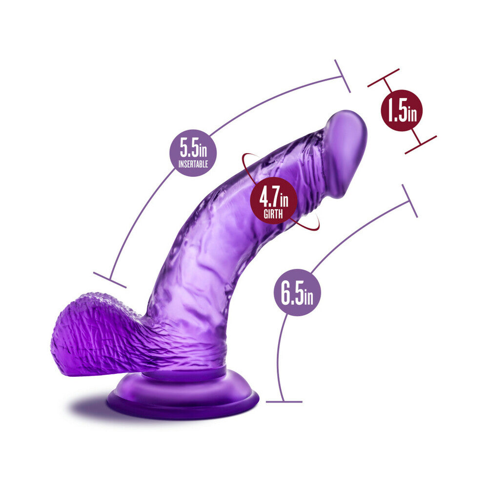 B Yours Sweet 'n Hard 8 Realistic 6.5 inches Dildo with Balls Purple