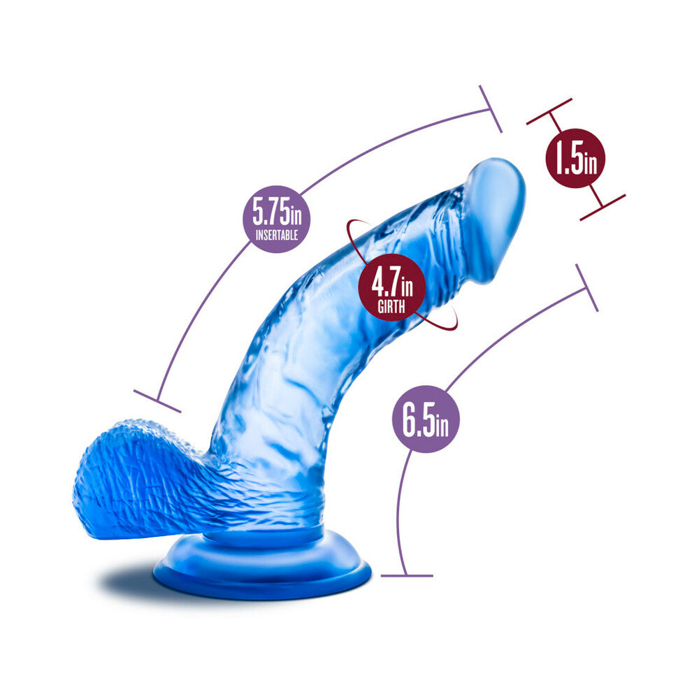 B Yours Sweet 'n Hard 8 Realistic 6.5 inches Dildo with Balls Blue