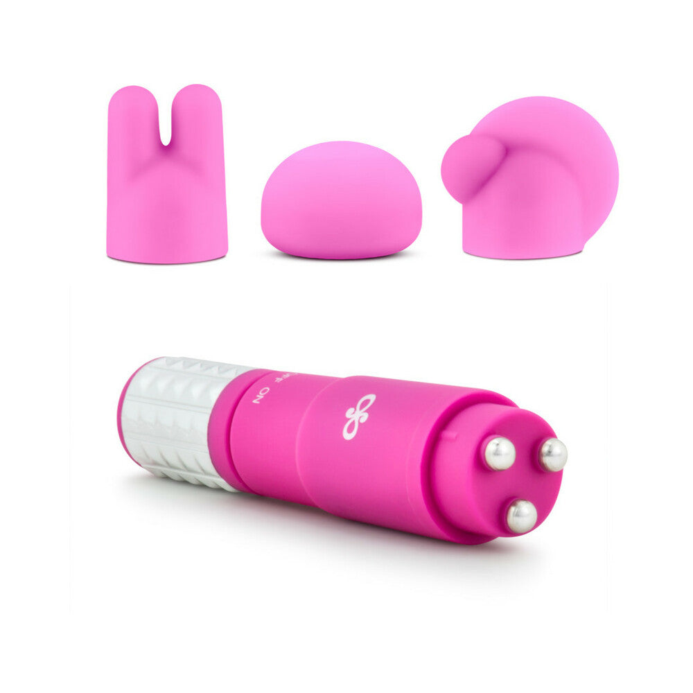 Rose Revitalize Massage Kit with Mini Vibrator & 3 Silicone Attachments Pink