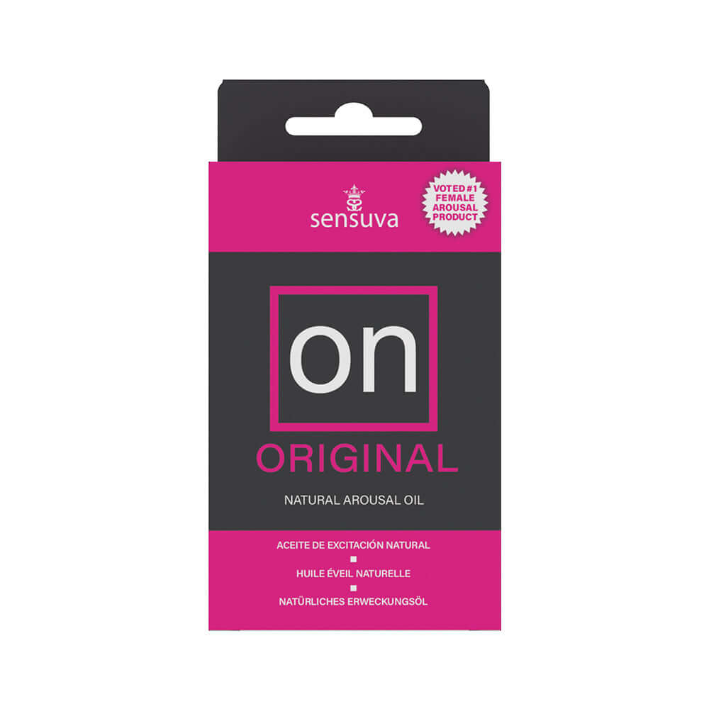 Sensuva ON Original Arousal Oil 5 ml Large Box packaging featuring natural arousal oil branding.