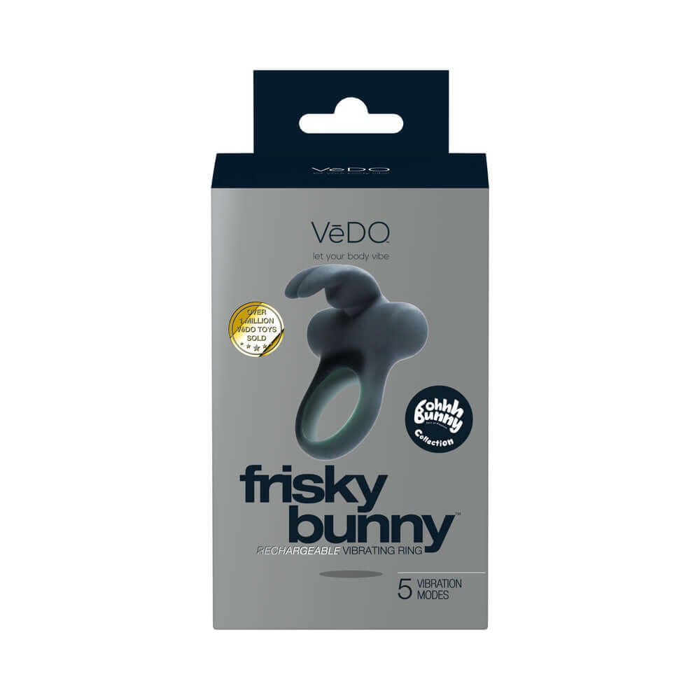 VeDO Frisky Bunny Rechargeable Vibrating Ring - Black Pearl