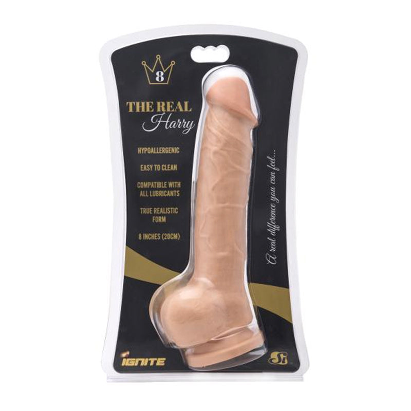 Si Ingite Real Harry Dildo With Balls and Suction Cup 8 inches Vanilla