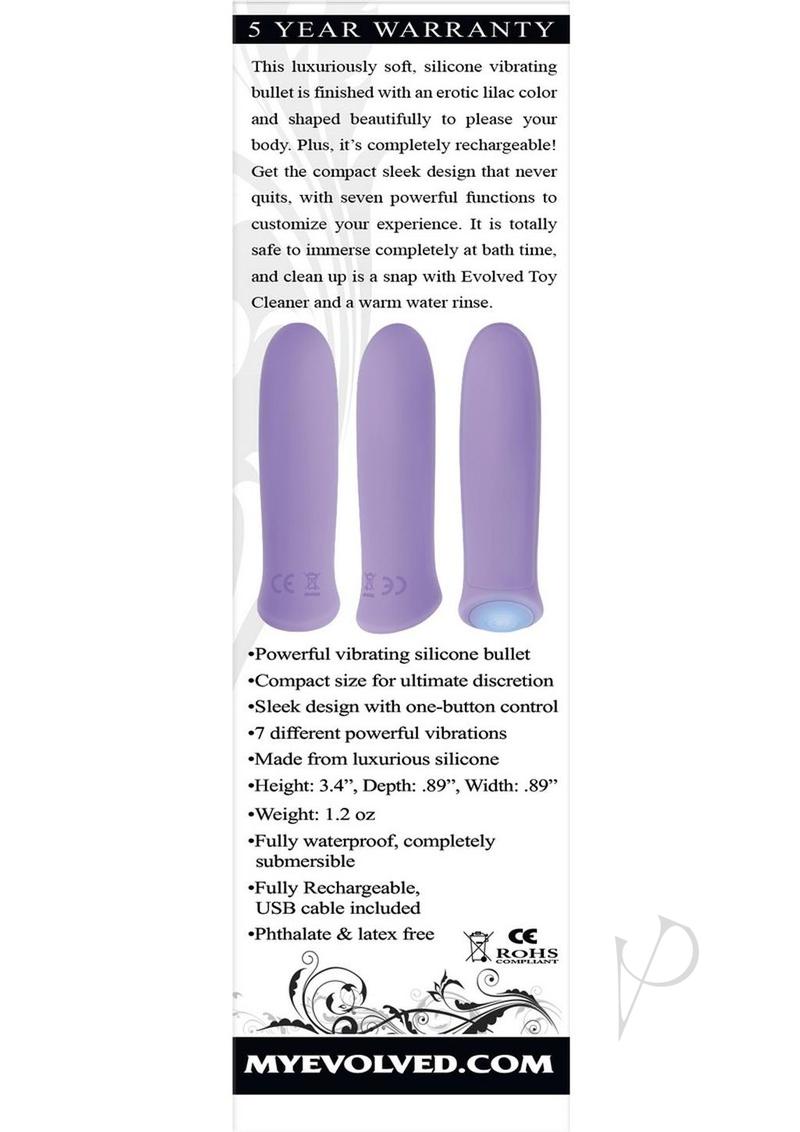Purple Haze Rechargeable Silicone Bullet Purple features sleek design, 7 vibration modes, and luxurious silicone finish.
