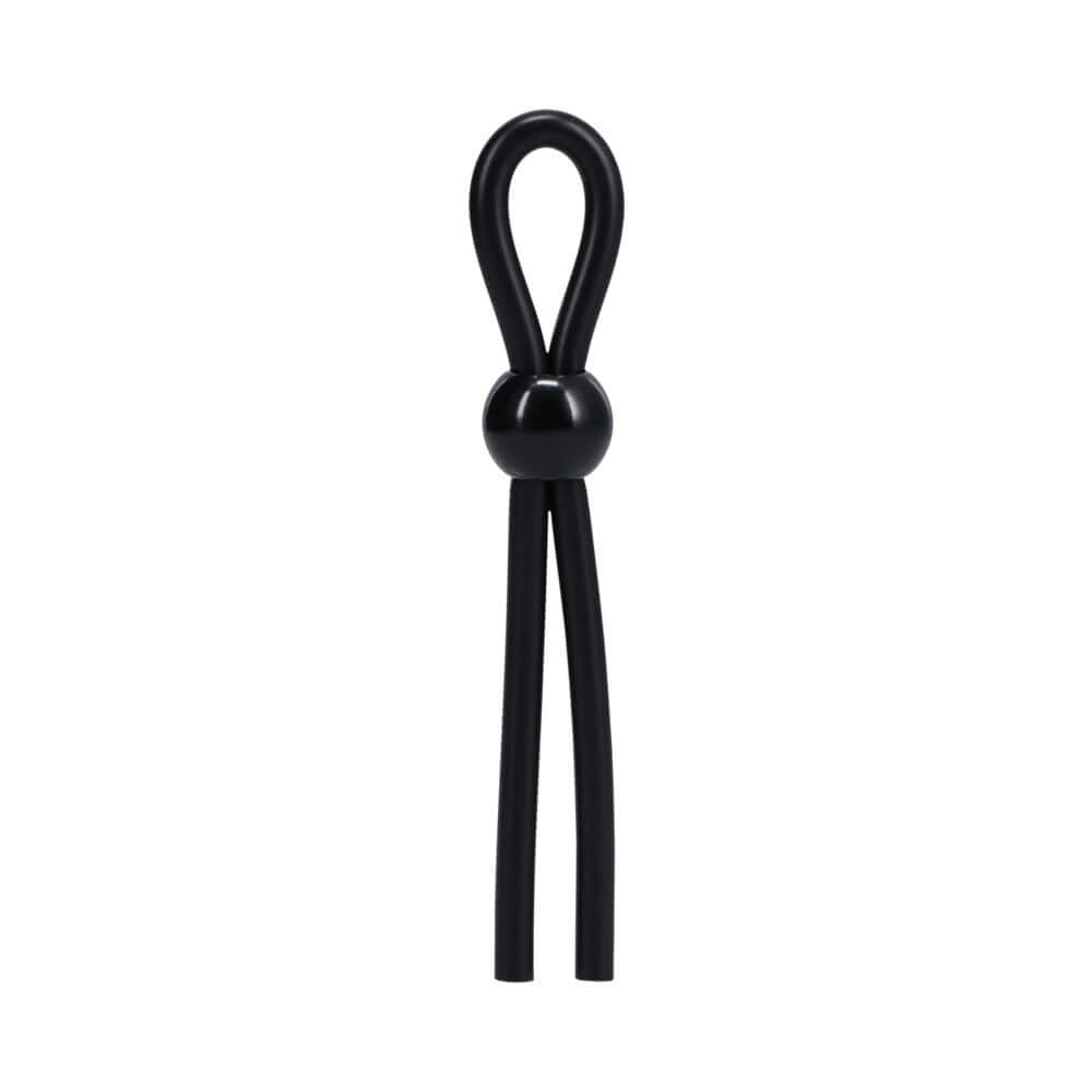 Rock Solid The Lasso Single Lock Adjustable Silicone Cock Tie Black product image showing the sleek black silicone design.