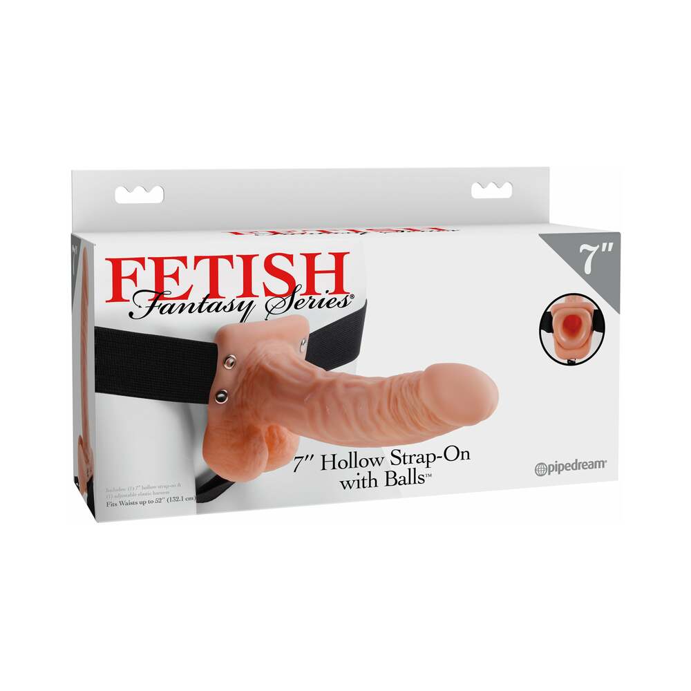 Fetish Fantasy Series 7 inches Hollow Strap-On with Balls Beige/Black