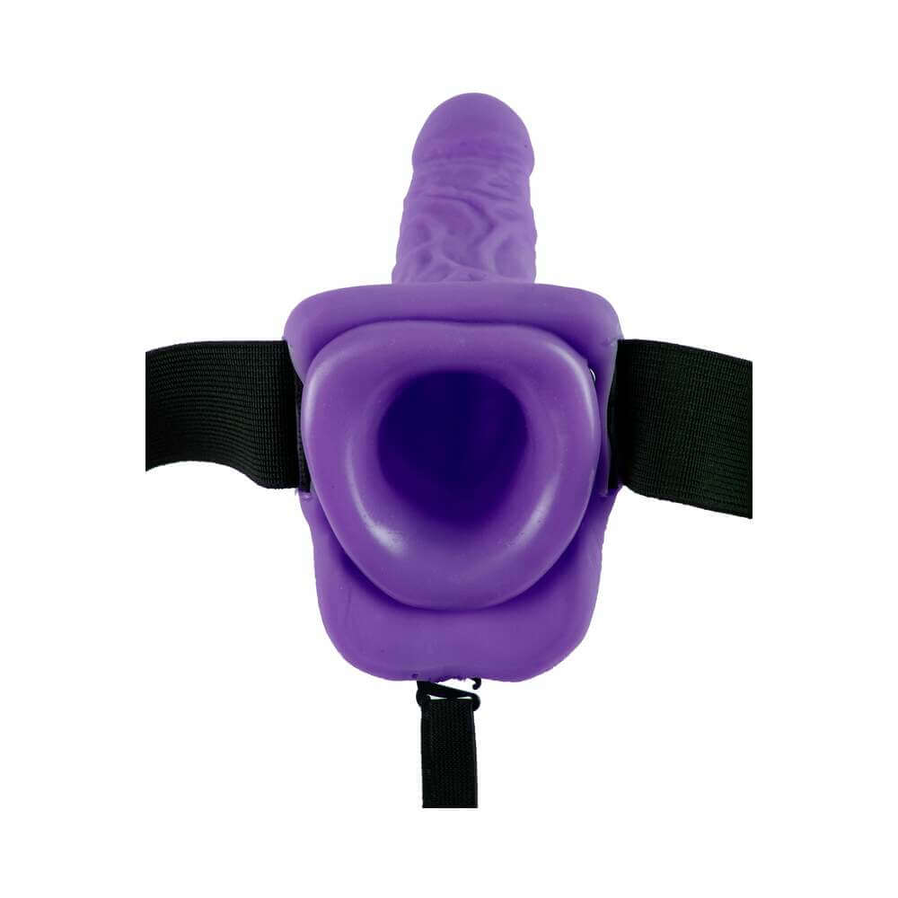Fetish Fantasy Series 7 inches Vibrating Hollow Strap-On with Balls Purple/Black