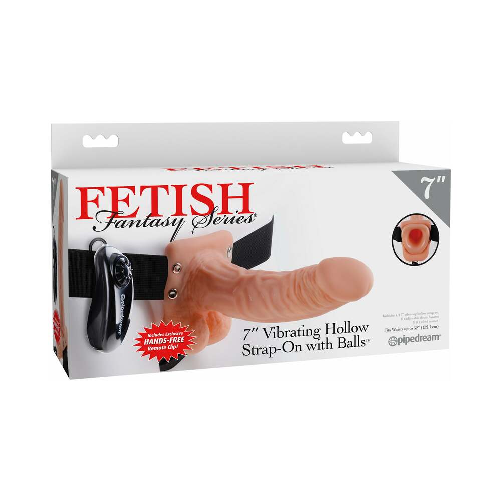 Fetish Fantasy Series 7 inches Vibrating Hollow Strap-On with Balls Beige/Black