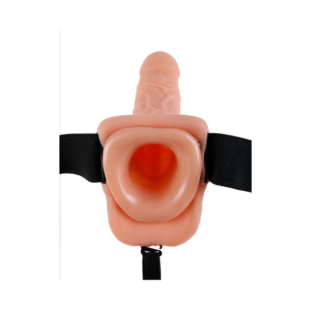 Fetish Fantasy Series 9 inches Vibrating Hollow Strap-On with Balls Beige/Black