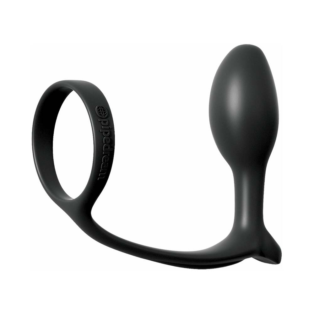 Anal Fantasy Collection Silicone Ass-Gasm Cock Ring Beginner's Plug Black