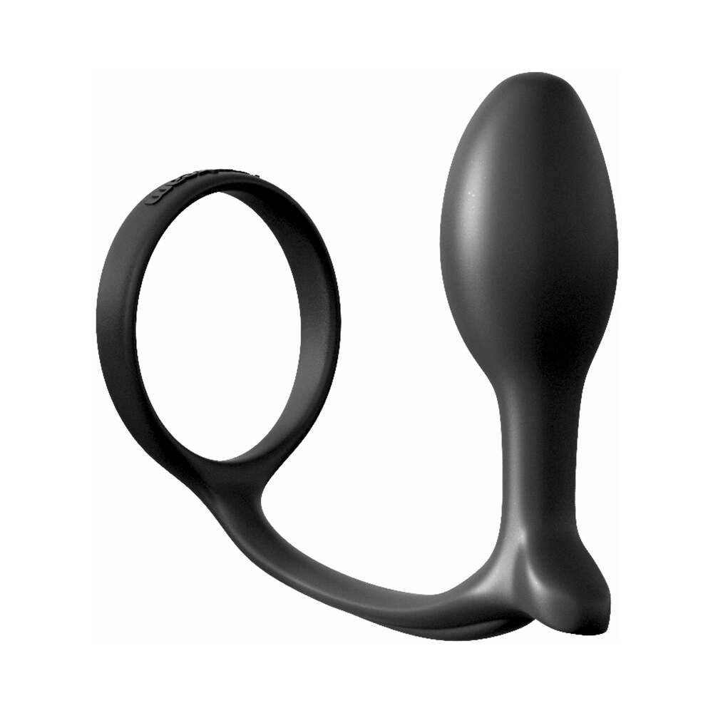 Anal Fantasy Collection Silicone Ass-Gasm Cock Ring Beginner's Plug Black