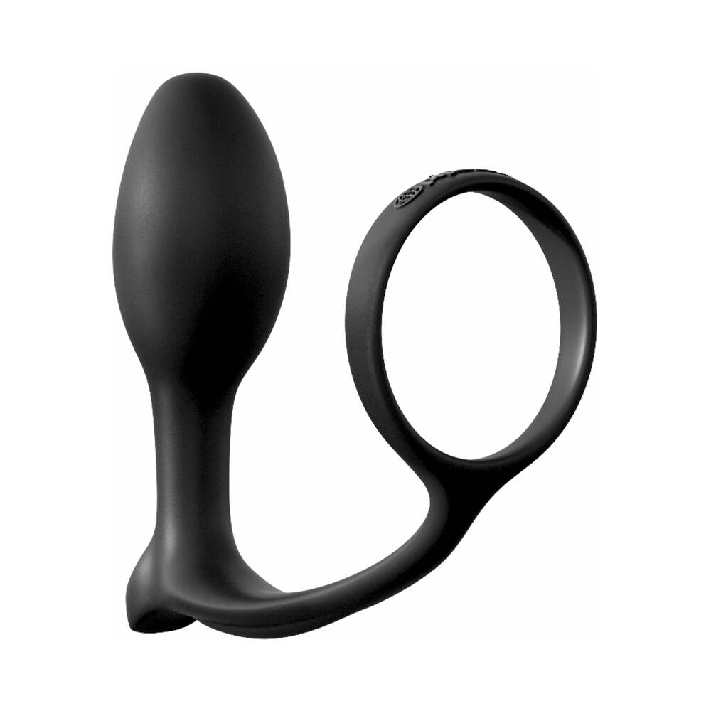Anal Fantasy Collection Silicone Ass-Gasm Cock Ring Beginner's Plug Black