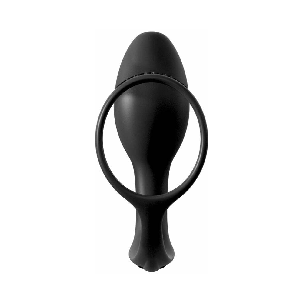 Anal Fantasy Collection Silicone Ass-Gasm Cock Ring Beginner's Plug Black