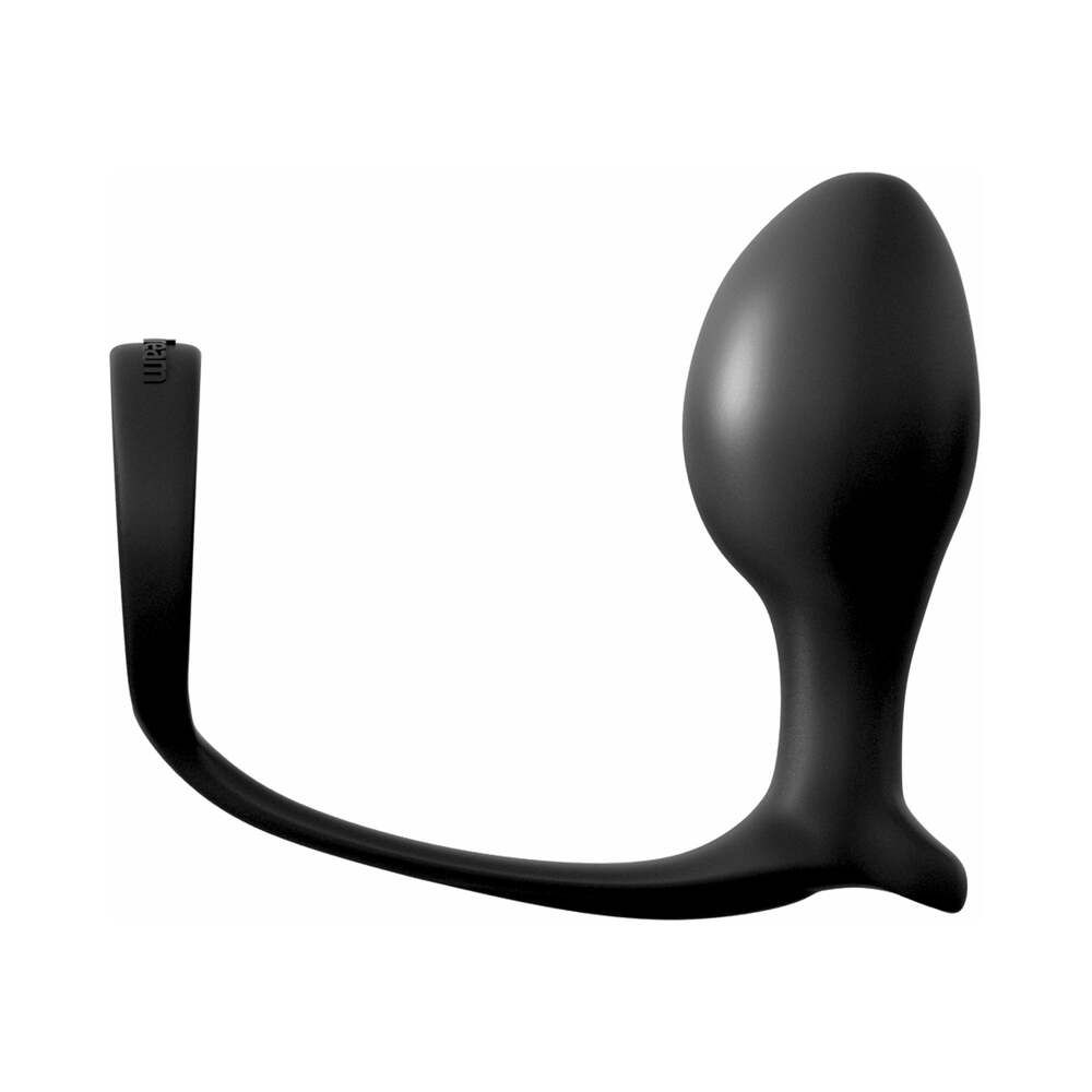 Anal Fantasy Collection Silicone Ass-Gasm Cock Ring Advanced Plug Black