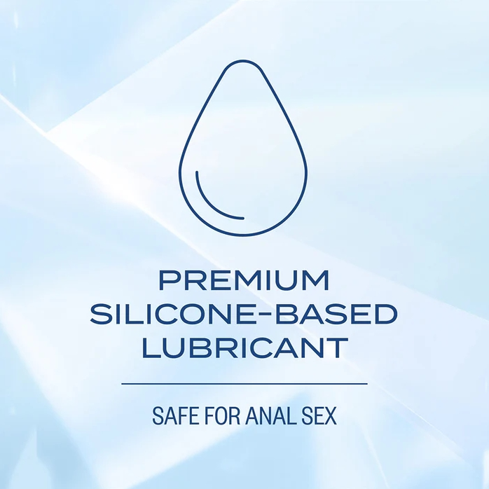 K-Y Premium Silicone Personal Lubricant 1.5 Oz logo featuring Premium Silicone-Based Lubricant safe for anal sex.