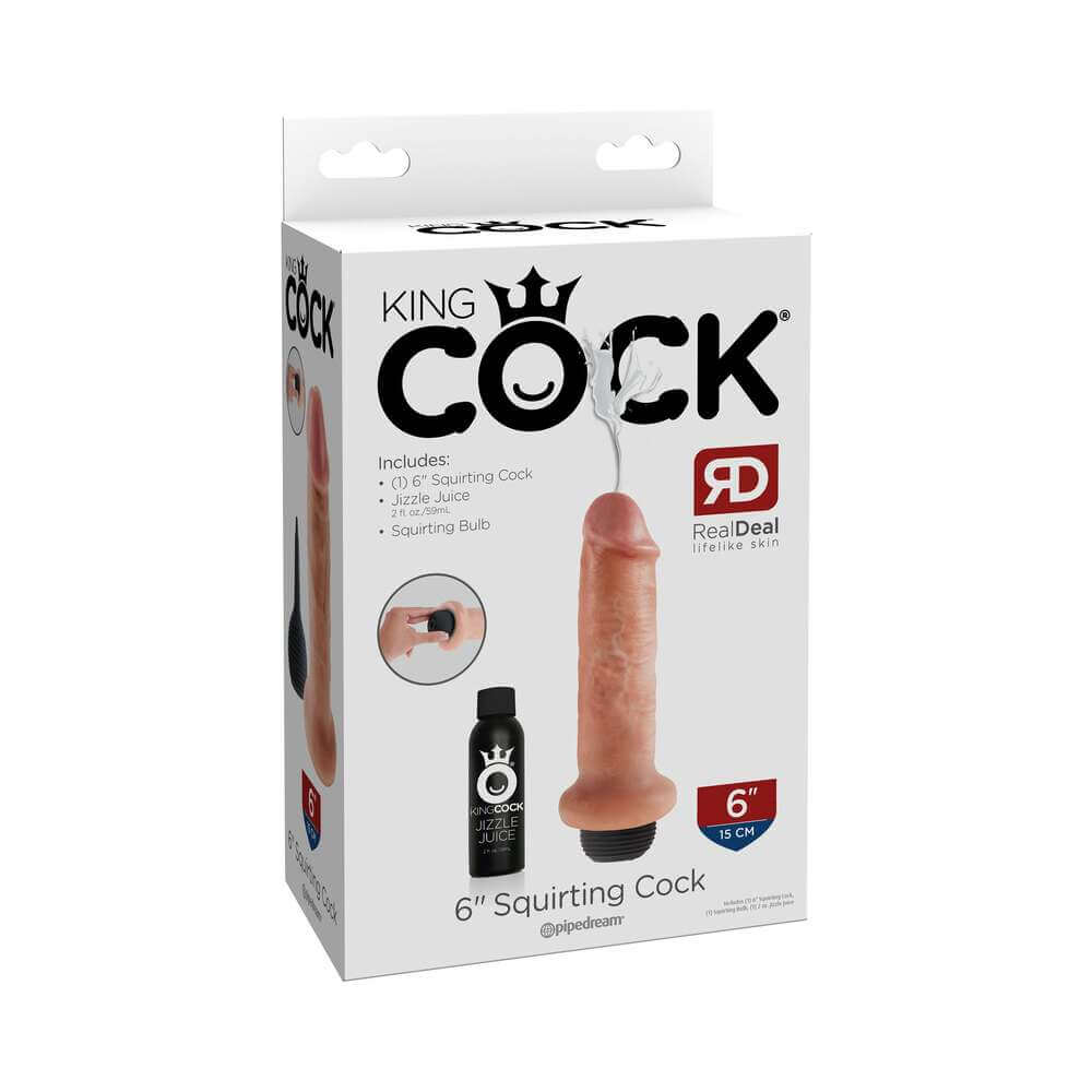 King Cock 6 inches Squirting Cock Realistic Dildo Beige