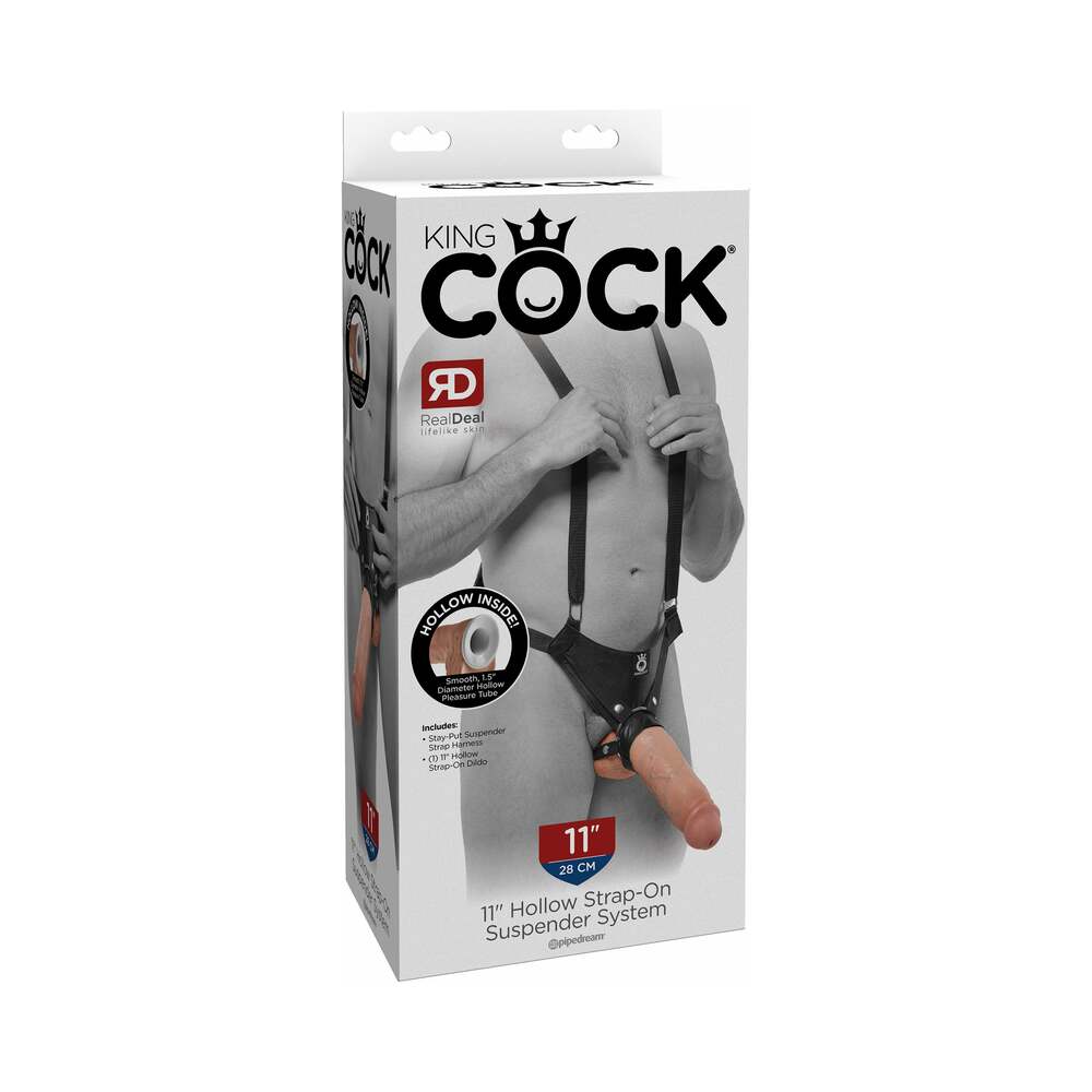 Pipedream King Cock Adjustable 11 inches Hollow Strap-On Suspender System Beige/Black