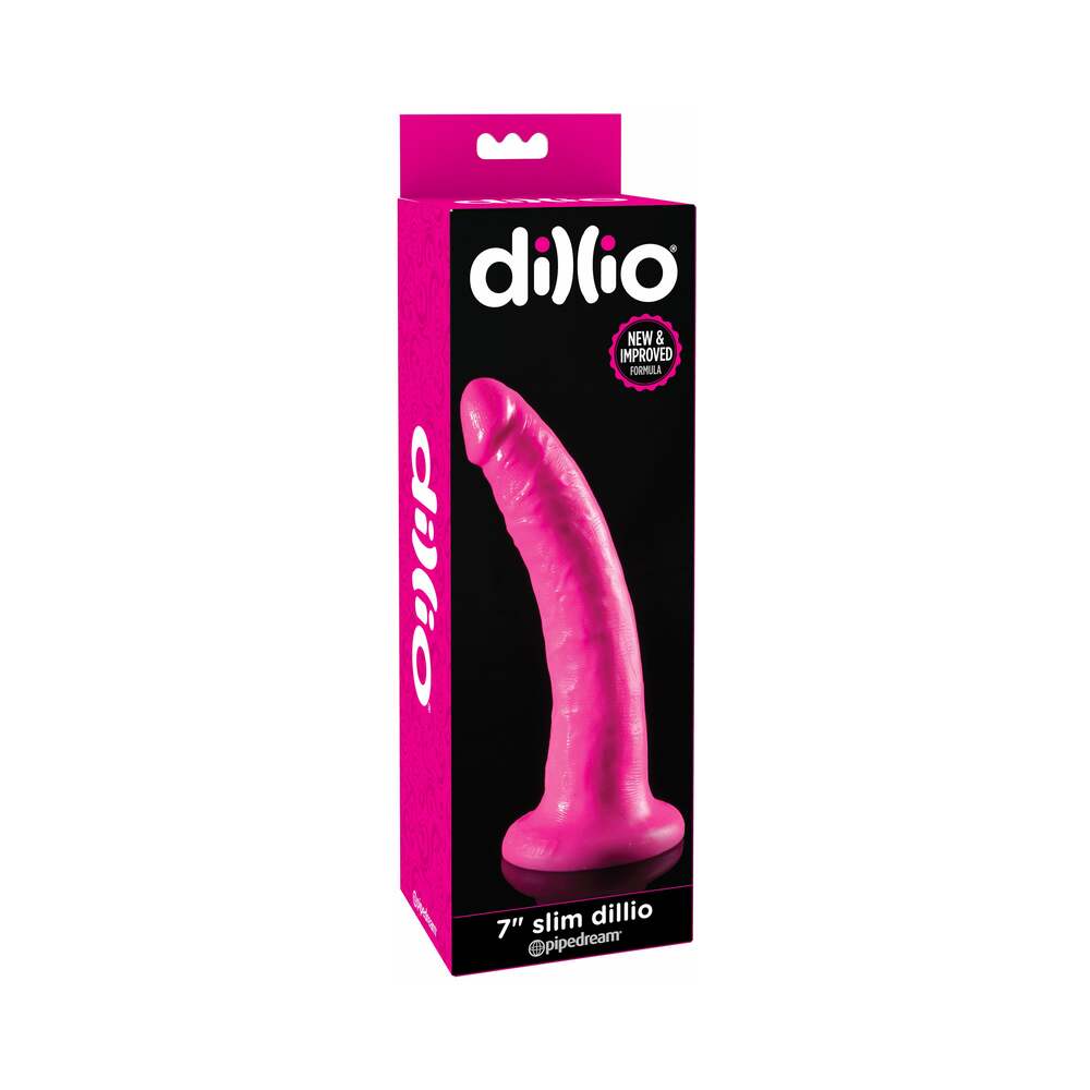 Dillio 7 inches Slim Realistic Dildo With Suction Cup Pink