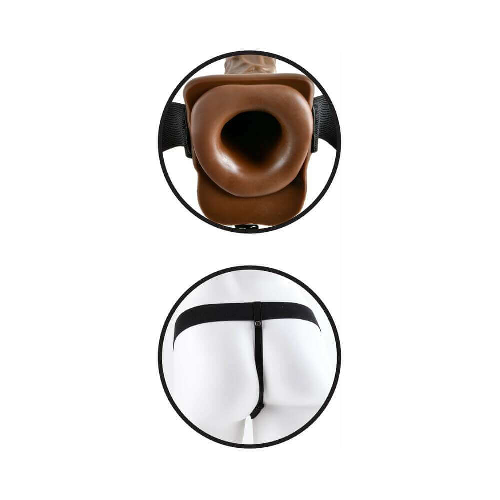 Fetish Fantasy Series 7 inches Vibrating Hollow Strap-On with Balls Brown/Black