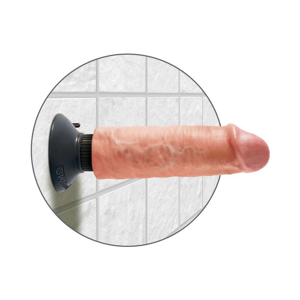 King Cock 6 inches Vibrating Cock Poseable Dildo With Suction Cup Beige