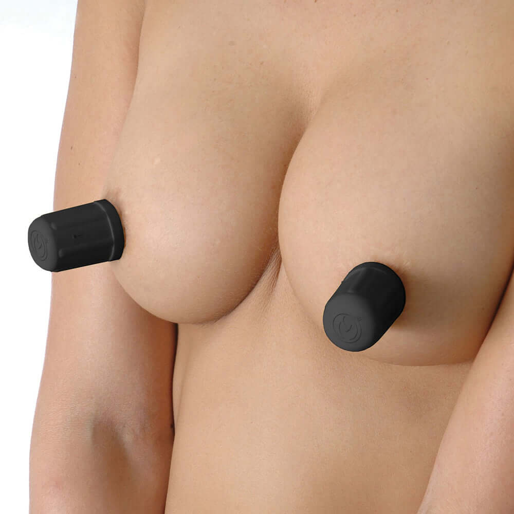 Masters Viper Nipple Suckers Black on skin for enhanced nipple play and stimulation.