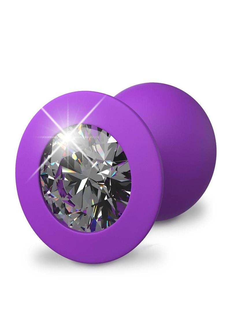 Fantasy For Her Her Little Gem Medium Anal Plug Purple with a diamond-shaped gem detail.
