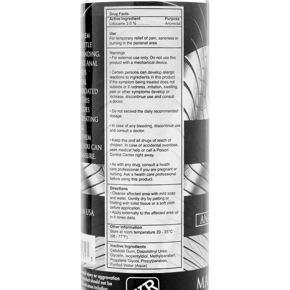 Master Series Ass Relax Desensitizing Lubricant 4.25 oz