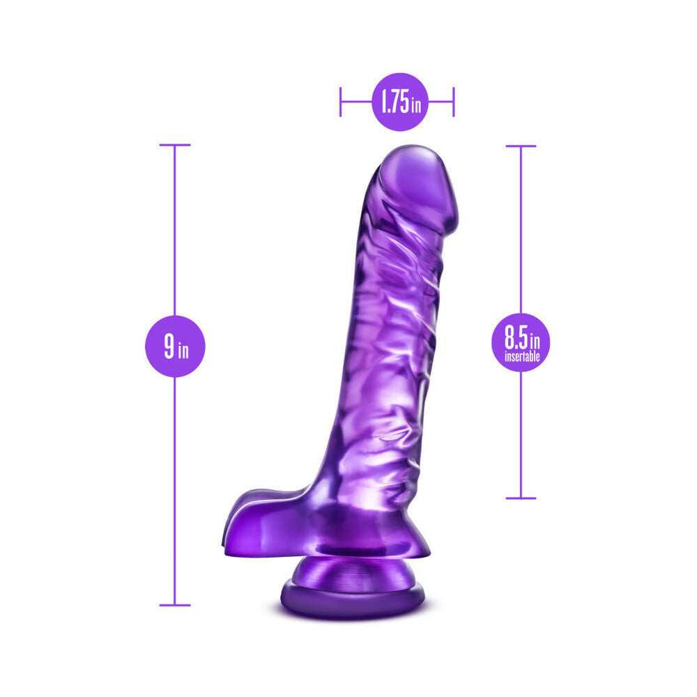B Yours Basic 8 Realistic 9 inches Dildo with Balls Purple