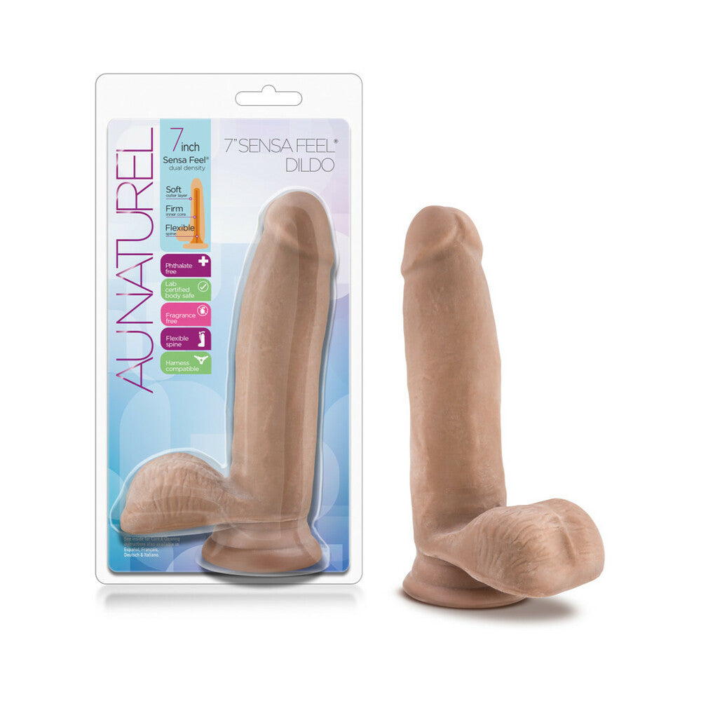 Au Naturel 7 inches Posable Dual Density Dildo with Balls Tan