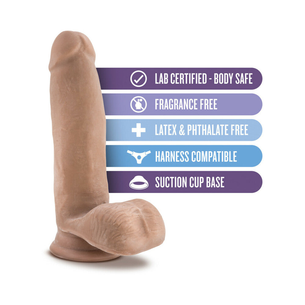 Au Naturel 7 inches Posable Dual Density Dildo with Balls Tan