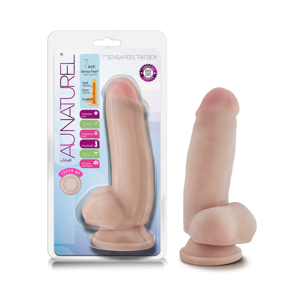 Au Naturel 7 inches Sensa Feel Fat Boy Posable Dual Density Dildo Beige