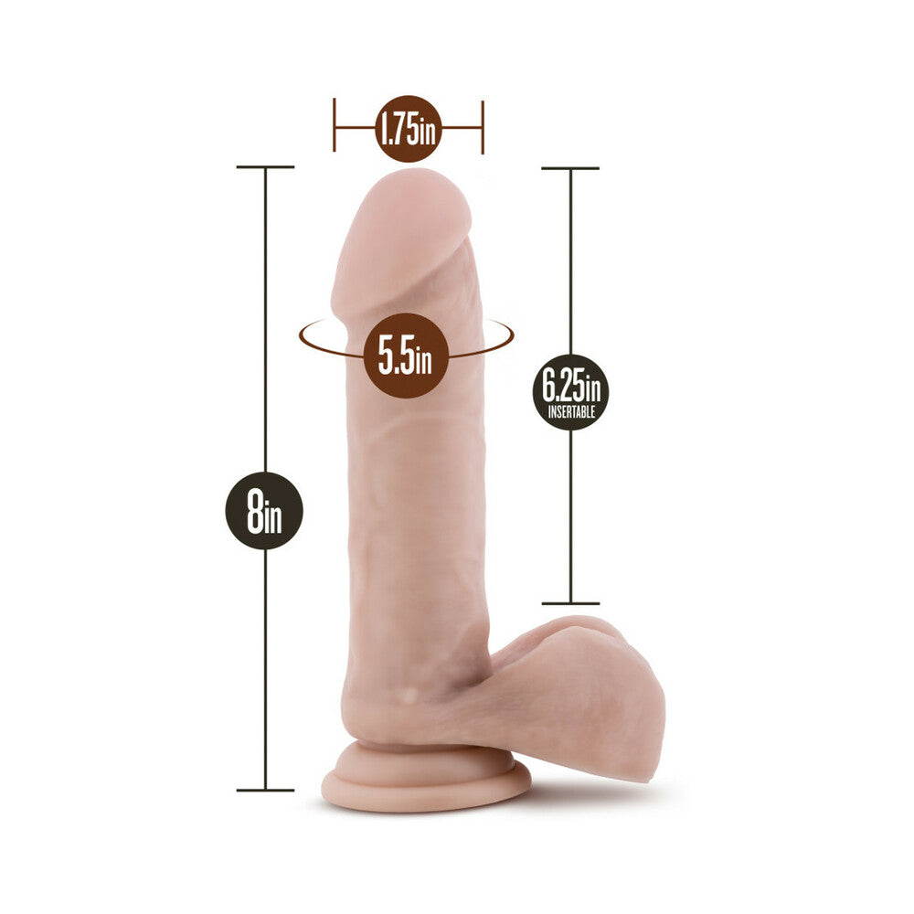 Au Naturel 8 inches Posable Dual Density Dildo with Balls Beige