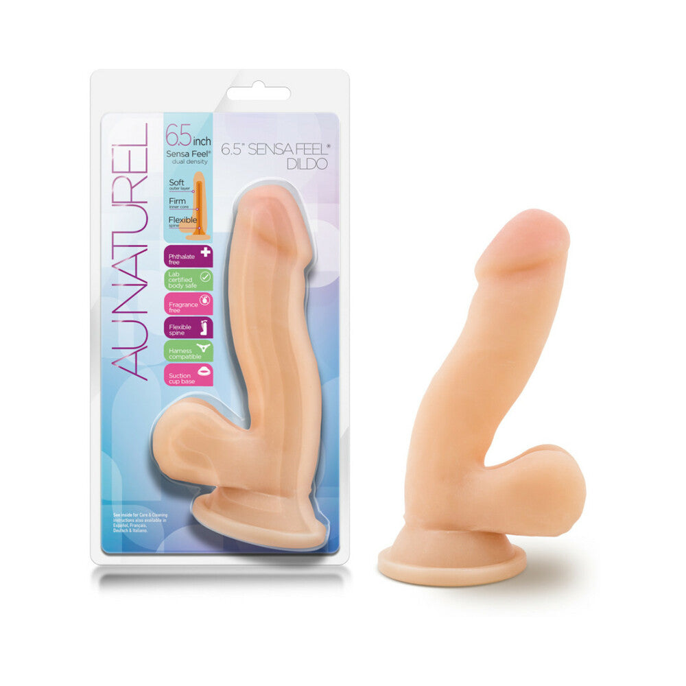 Au Naturel 6.5 inches Posable Dual Density Dildo with Balls Beige