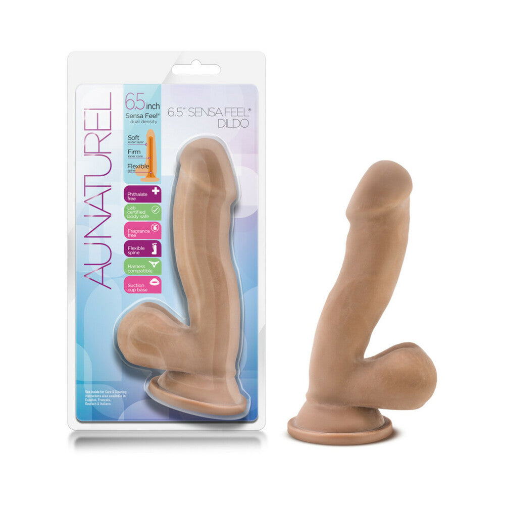 Au Naturel 6.5 inches Posable Dual Density Dildo with Balls Tan