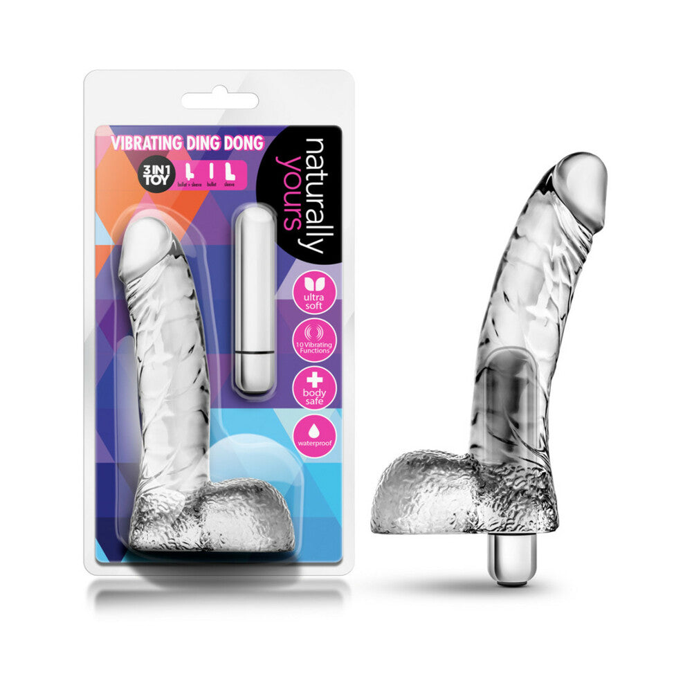 Naturally Yours Vibrating Ding Dong with Balls 6.5 inches Clear