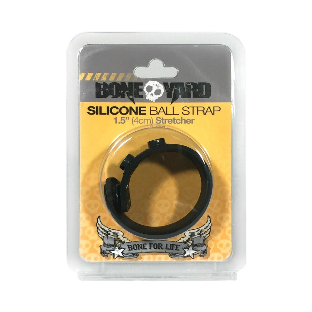 Boneyard Silicone Ball Strap 1.5 inches Stretcher Black in packaging for comfort and control.