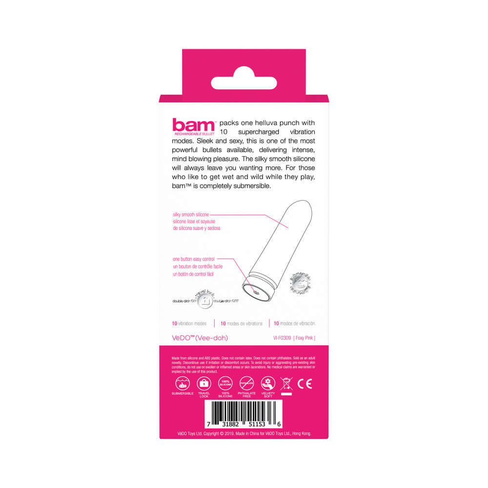 VeDO Bam Rechargeable Bullet - Foxy Pink