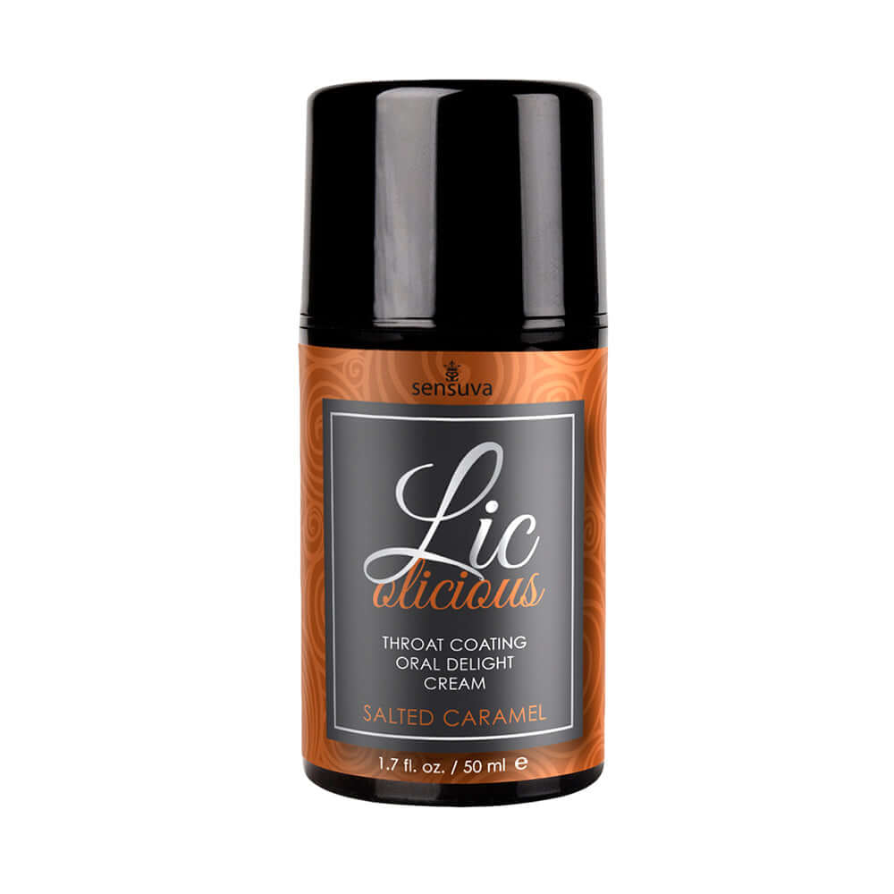 Licolicious Throat Coating Oral Delight Cream Salted Caramel 1.7 Oz bottle for sensual indulgence.
