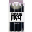 Make Me Melt Warm Drip Candles 4 Pack Jet Black for safe sensual play with warm wax.