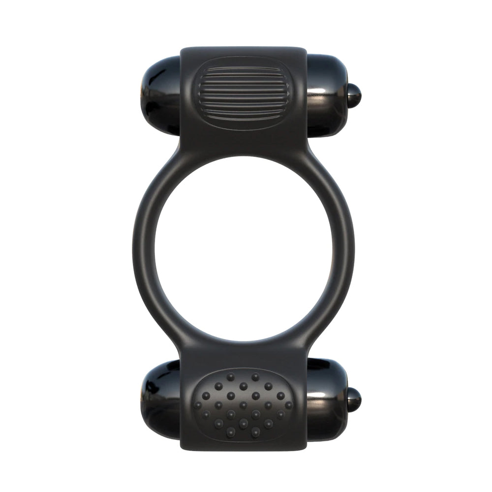 Fantasy C-ringz Magic Touch Couples Ring Black, dual-action vibrating cock ring, body-safe silicone design.