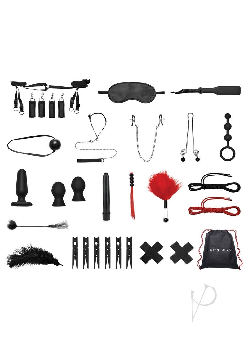 Lux Fetish Bedspreaders Bondage In A Box Deluxe Set collection featuring various kink accessories.