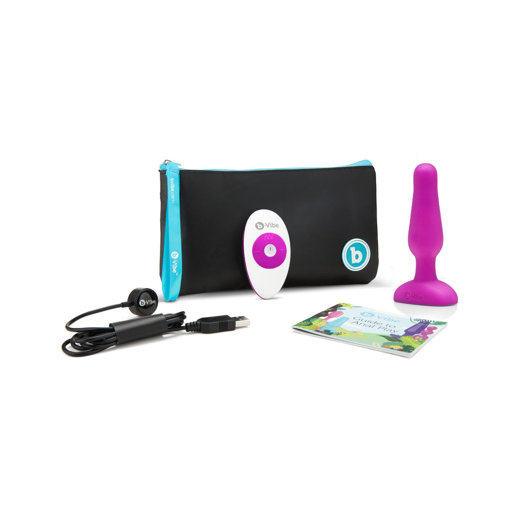 b-Vibe Novice Rechargeable Remote-Controlled Vibrating Silicone Anal Plug Fuchsia