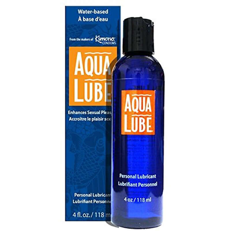 Aqua Lube Original 4 Oz personal lubricant bottle with box, enhances pleasure and comfort.
