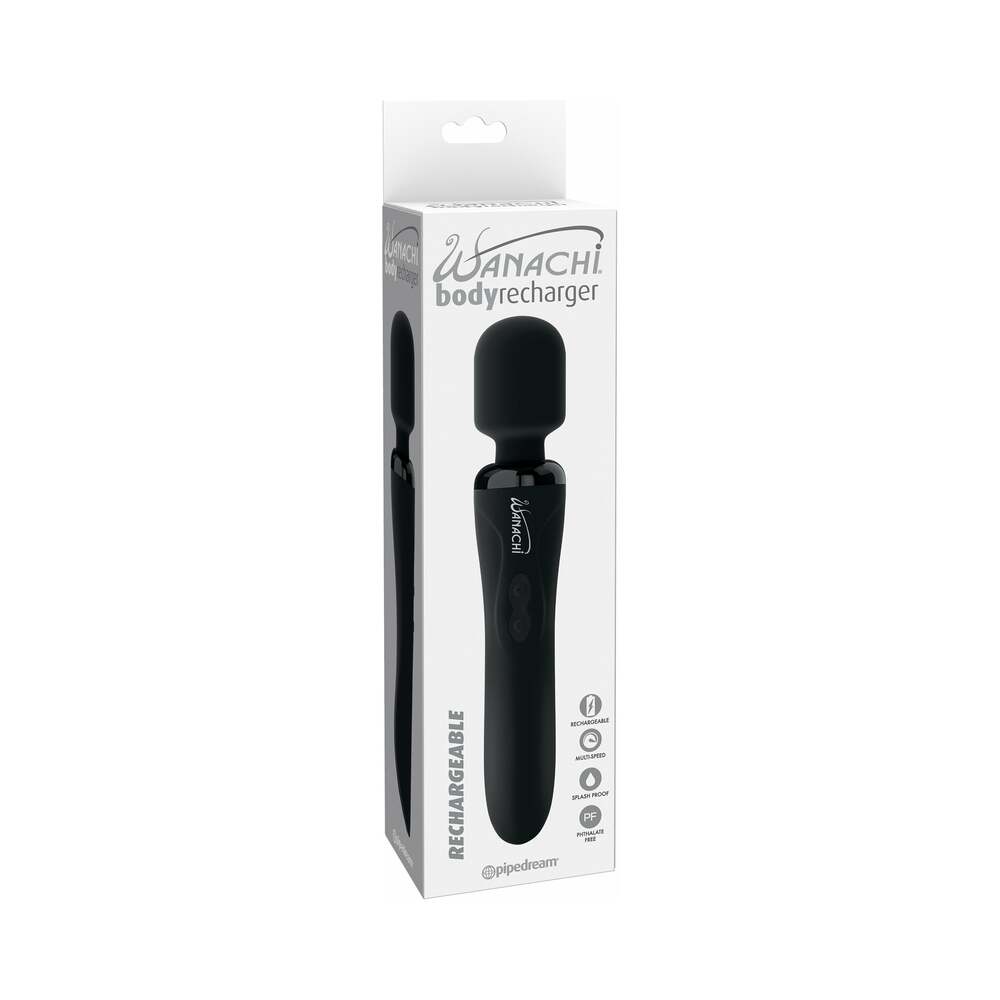 Wanachi Body Recharger Rechargeable Silicone Wand Vibrator Black