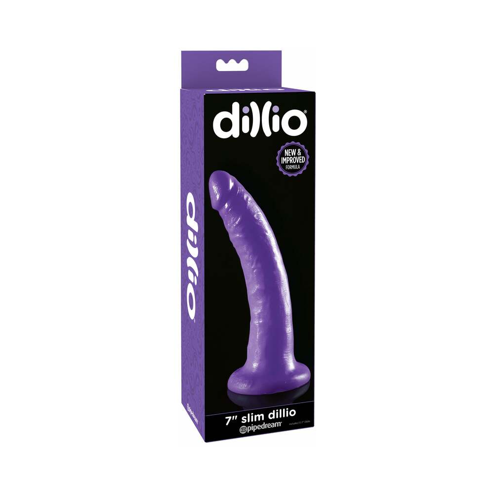Dillio 7 inches Slim Realistic Dildo With Suction Cup Purple