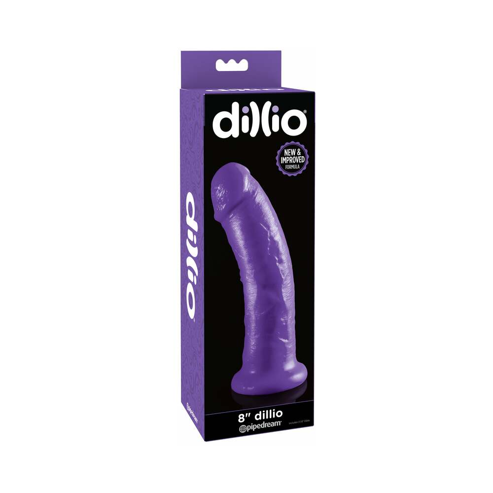 Dillio 8 inches Realistic Dildo With Suction Cup Purple