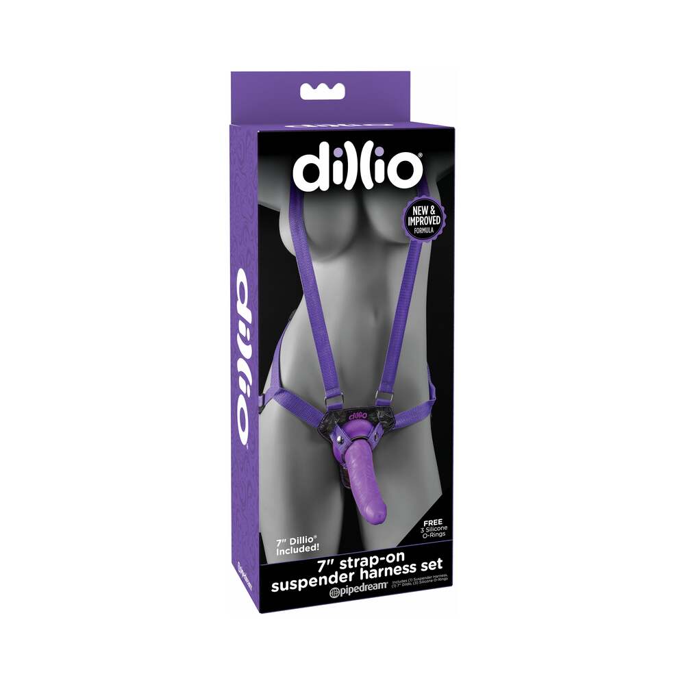 Dillio Adjustable 7 inches Strap-On Suspender Harness Set Purple