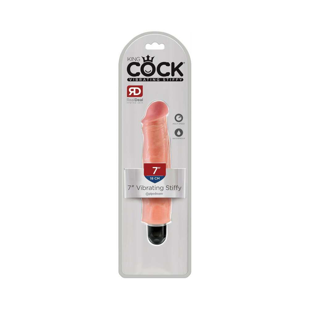 King Cock 7 inches Vibrating Stiffy Realistic Dildo Beige